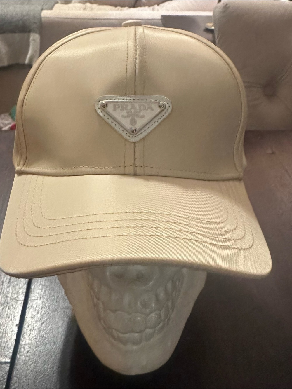 Prada Cream Men's Logo Baseball Cap